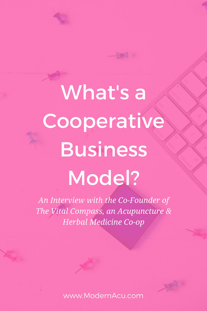 Thinking of creating an acupuncture business partnership with a colleague? Consider the Cooperative Business Model. Interview with the co-founder of a Co-op Acupuncture Practice - www.ModernAcu.com